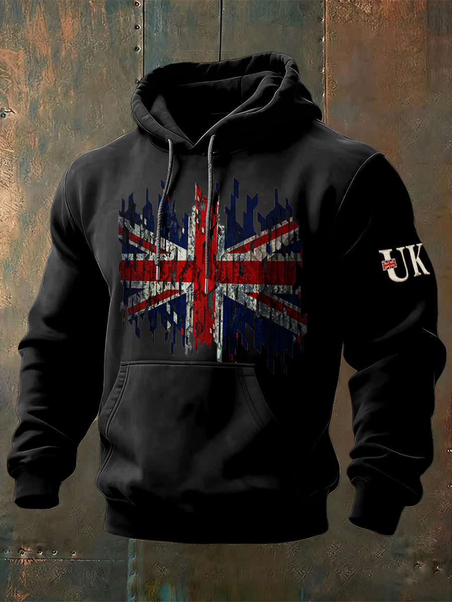 Men's British Flag Black Hooded Sweatshirt
