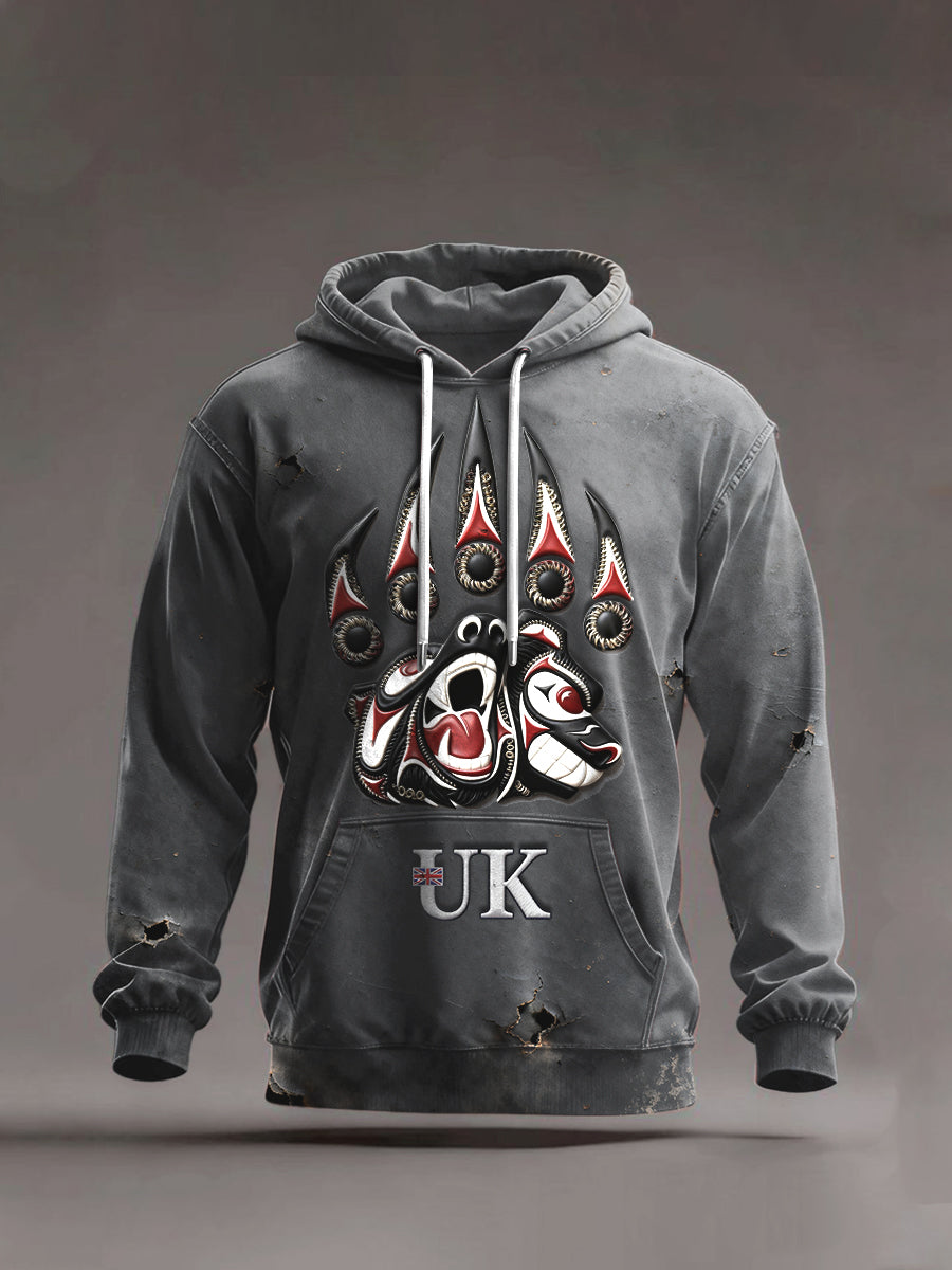 Men's British Grey Hooded Sweatshirt
