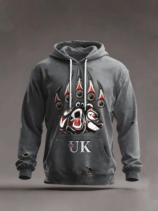 Men's British Grey Hooded Sweatshirt