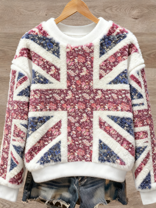 Women's British style Art Print Casual Flannel Sweater