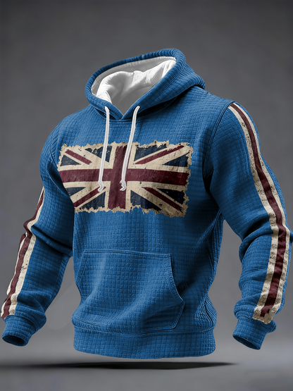 Men's British vintage flag print Checkered Cotton Hoodie