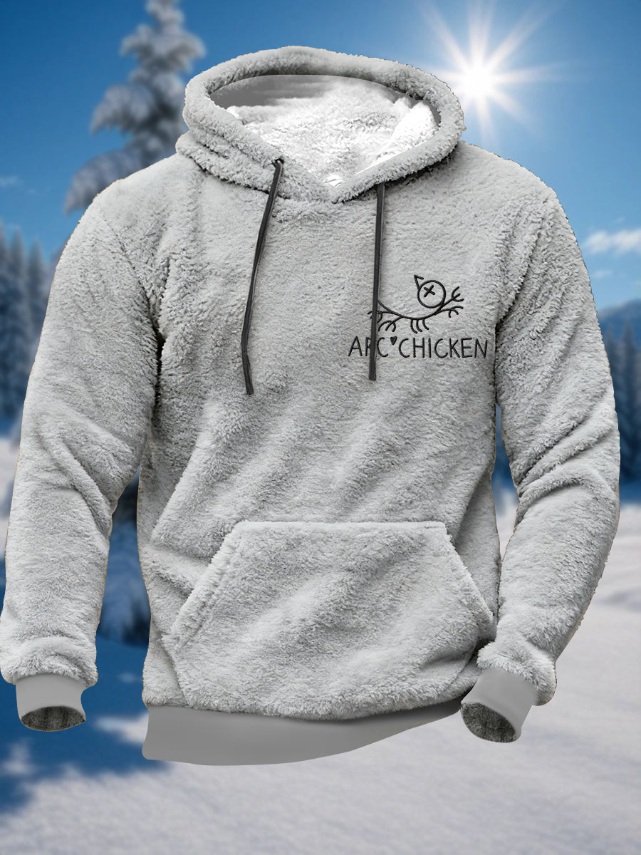 Men's Funny Arc'chicken Plush Hoodie