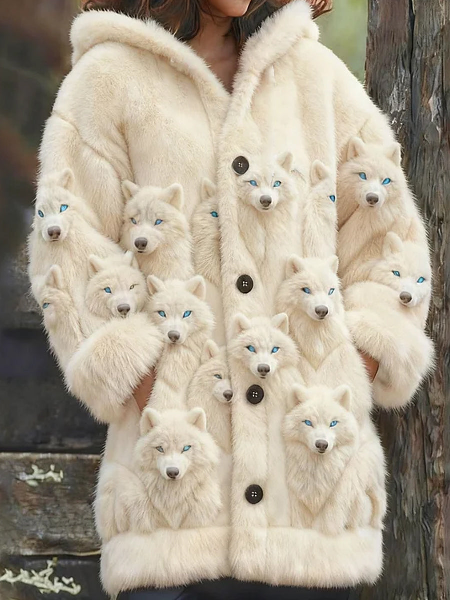 Women's Retro Animal Art Print Comfortable Flannel Cardigan