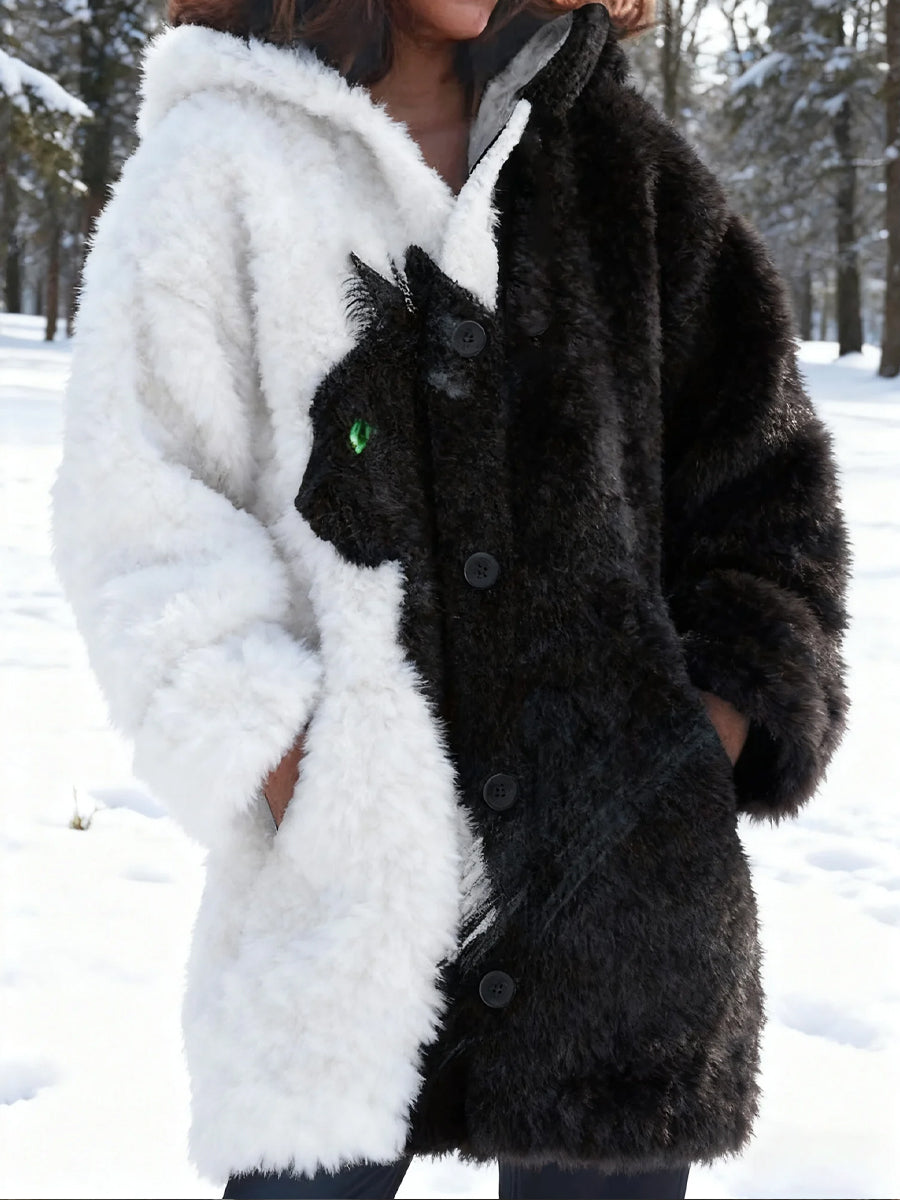 Women's Retro Animal Art Print Comfortable Flannel Cardigan