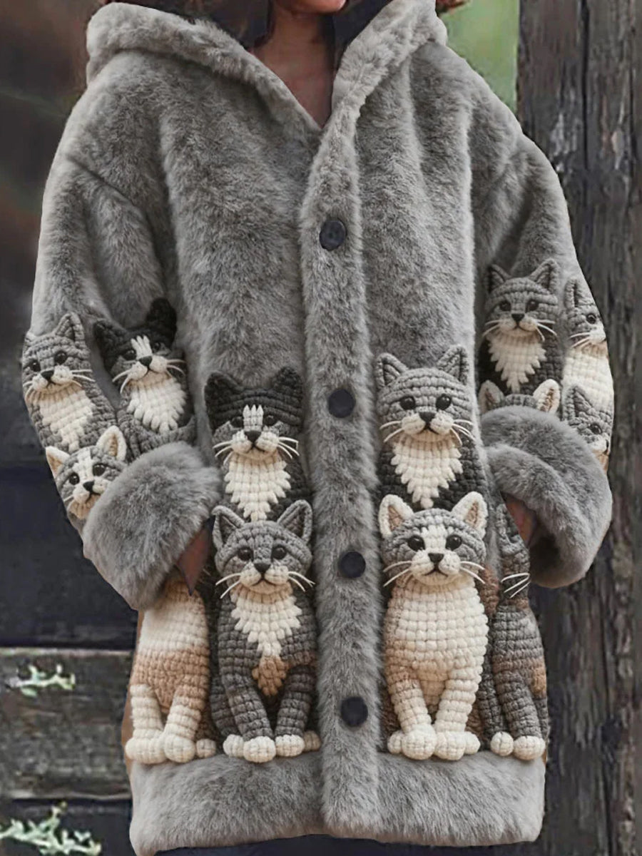 Women's Retro Animal Art Print Comfortable Flannel Cardigan