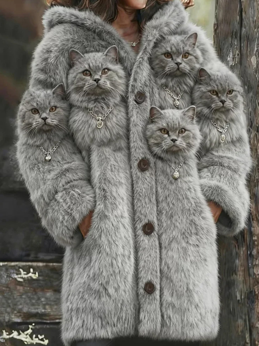 Women's Retro Animal Art Print Comfortable Flannel Cardigan