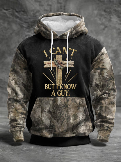 Men's I Can't But I Know A Guy Forest Camouflage Print Casual Hoodie