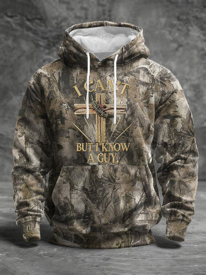 Men's I Can't But I Know A Guy Forest Camouflage Print Casual Hoodie