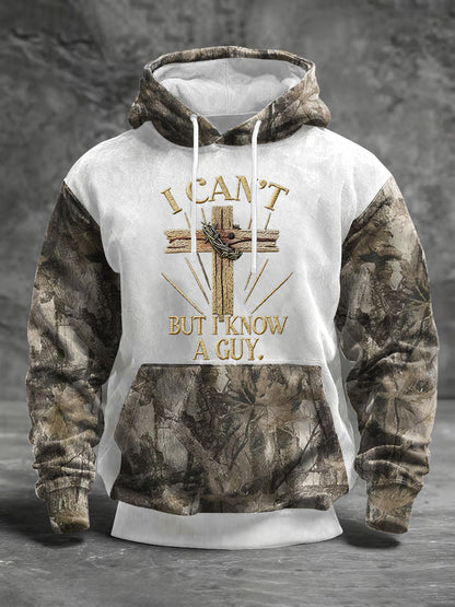 Men's I Can't But I Know A Guy Forest Camouflage Print Casual Hoodie