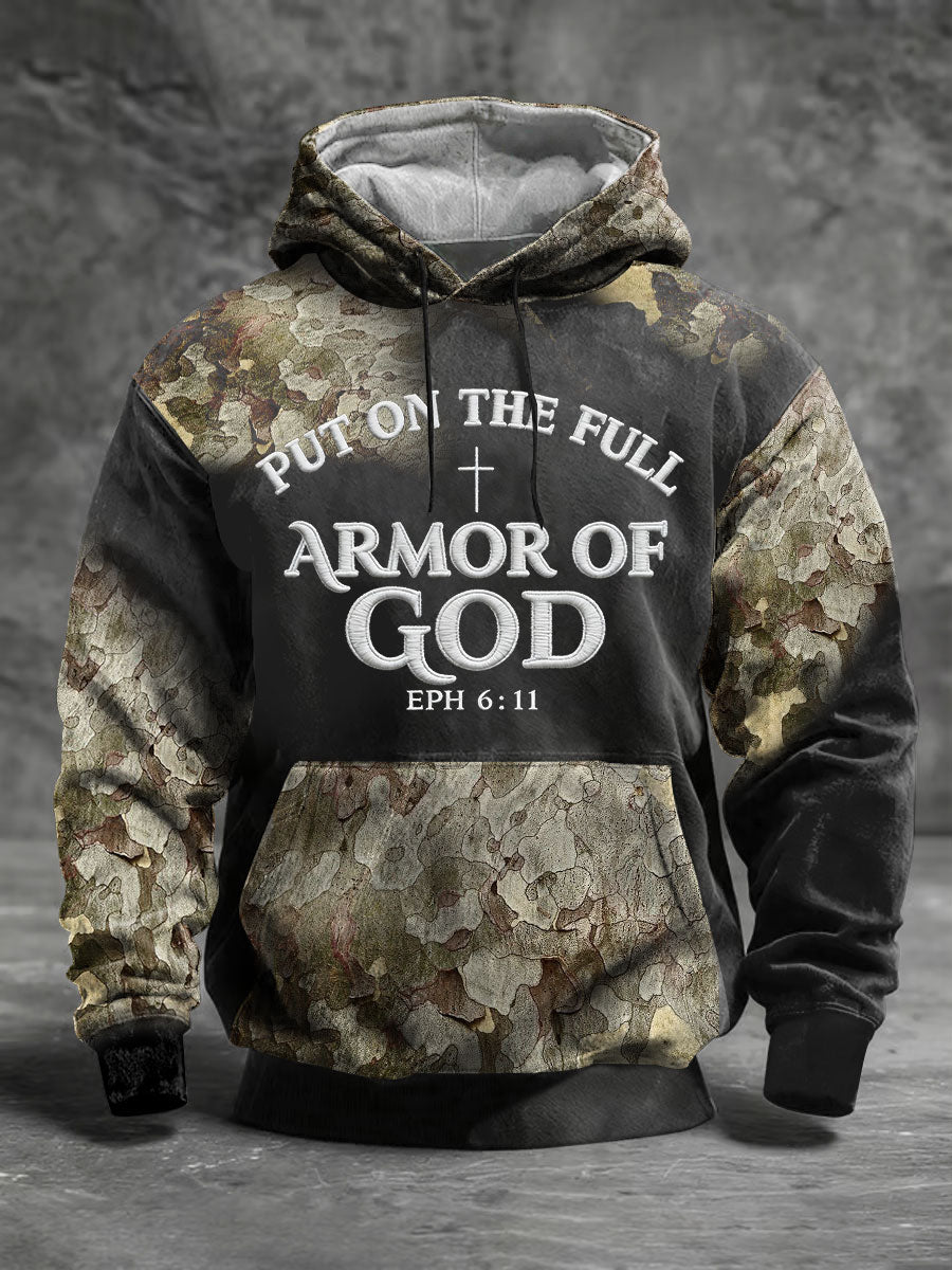 Men's Put On The Full Armor Of God Camouflage Hoodie With Pockets