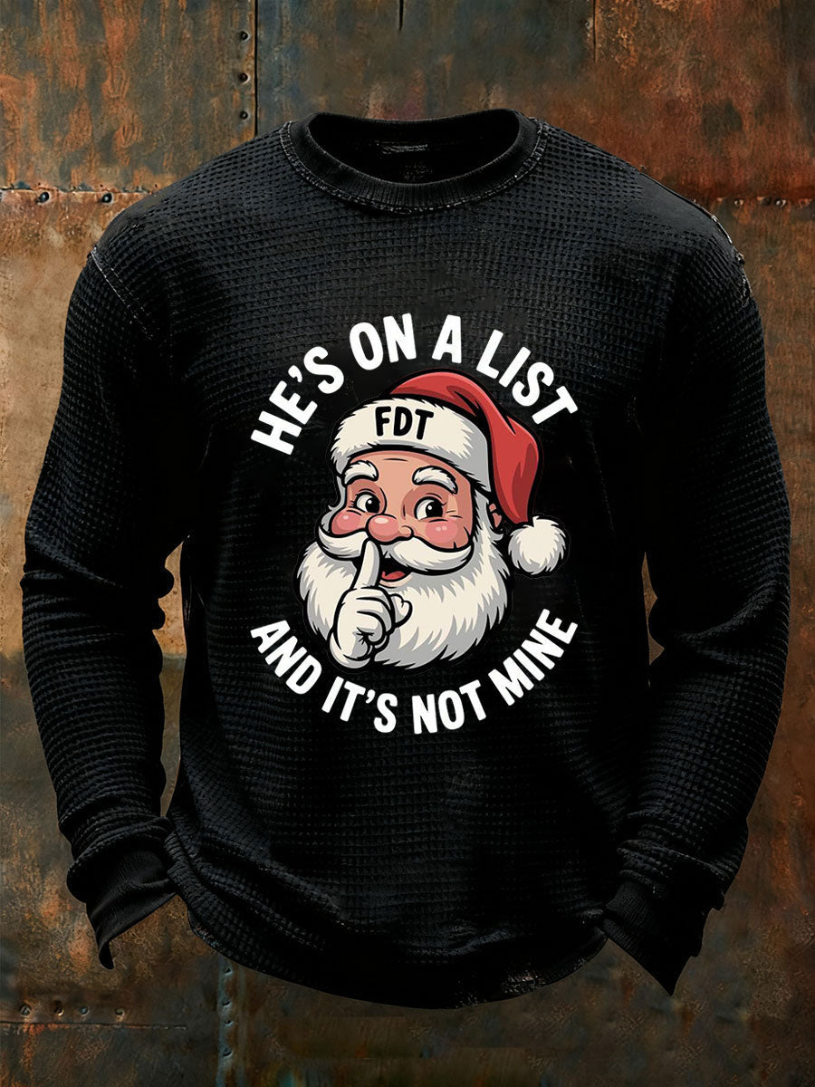 Men's Santa Claus FDT Waffle Print Casual T-Shirt