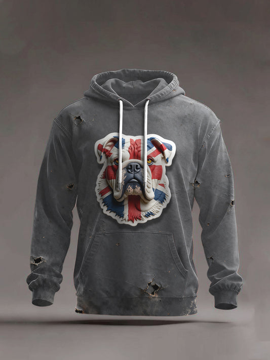 Men's Dark Grey Hoodie with British French Bulldog Design