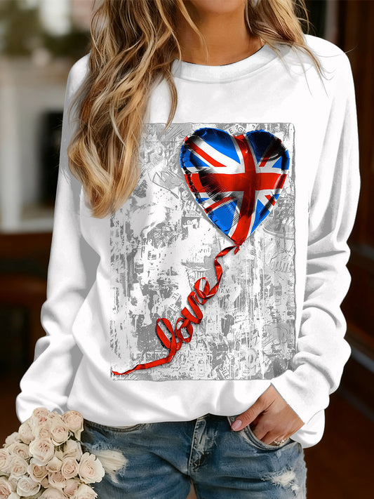 Women's Long-Sleeved Pullover with British Balloon Design