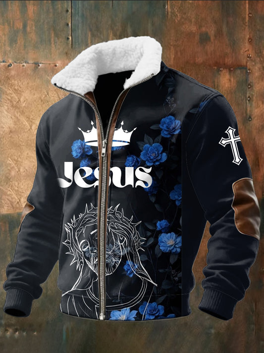 Retro Jesus Lambskin Zipper Jacket