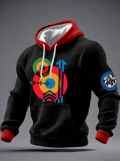 Men's Mod Target Arrows 60s Pop Art The Jam Checkered Cotton Hoodie