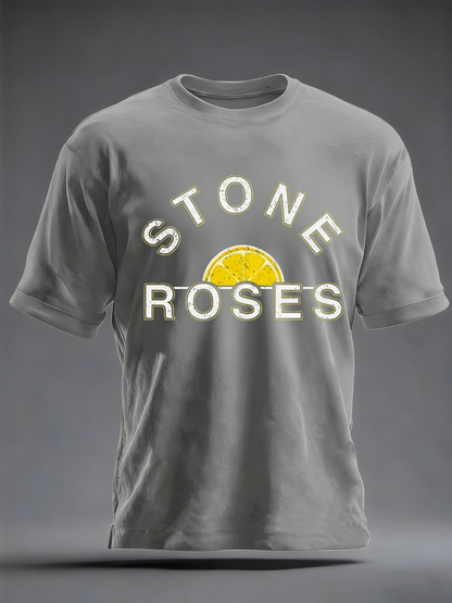 Men's Lemon Roses Music Lover imitation cotton short-sleeved T-shirt