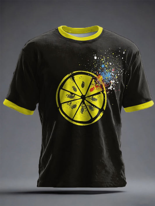 Unisex Lemon Roses Music Lover Printed T-shirt