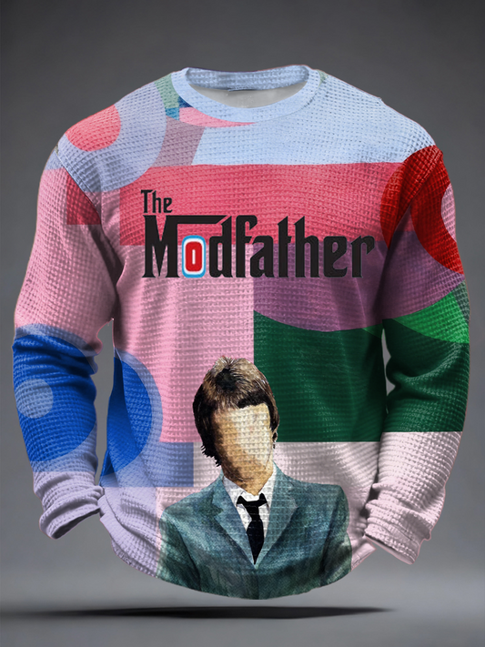 Men's The Modfather Paul Weller Print Waffle Long Sleeve T-Shirt