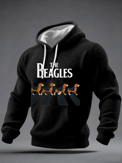Men's Funny “The Beagles” Dog Lover Beatles Parody Casual Checkered Hoodie