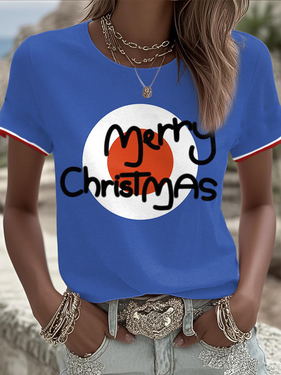 Women's UK Mods Music Lover Christmas Printed T-shirt