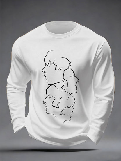 Men's Retro Classic Legendary Rock Band Print Gift For Fans Casual long sleeve T-shirt
