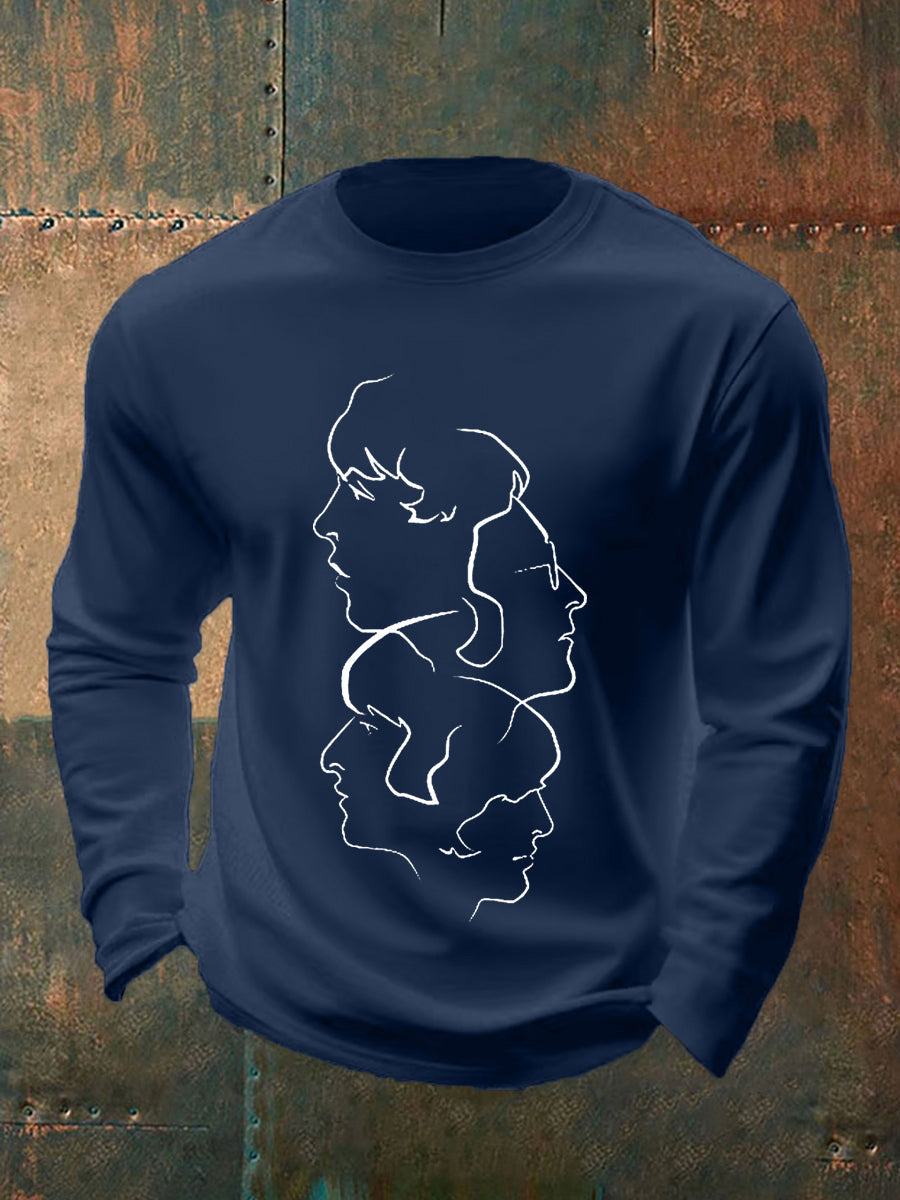 Men's Retro Classic Legendary Rock Band Print Gift For Fans Casual long sleeve T-shirt
