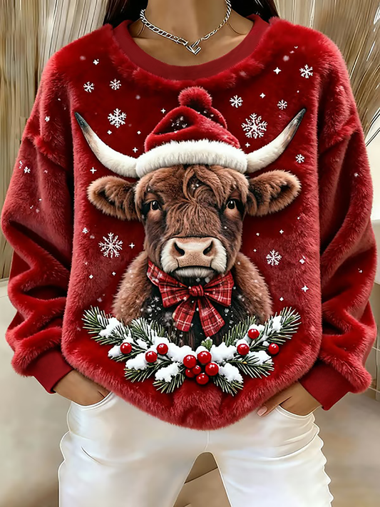 Women's Highland Cow Art Print Casual Top