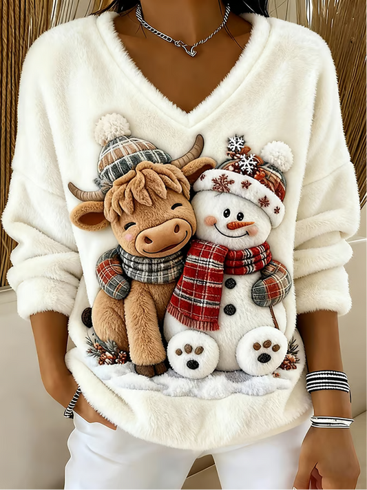 Women's Highland Cow Print Casual Top