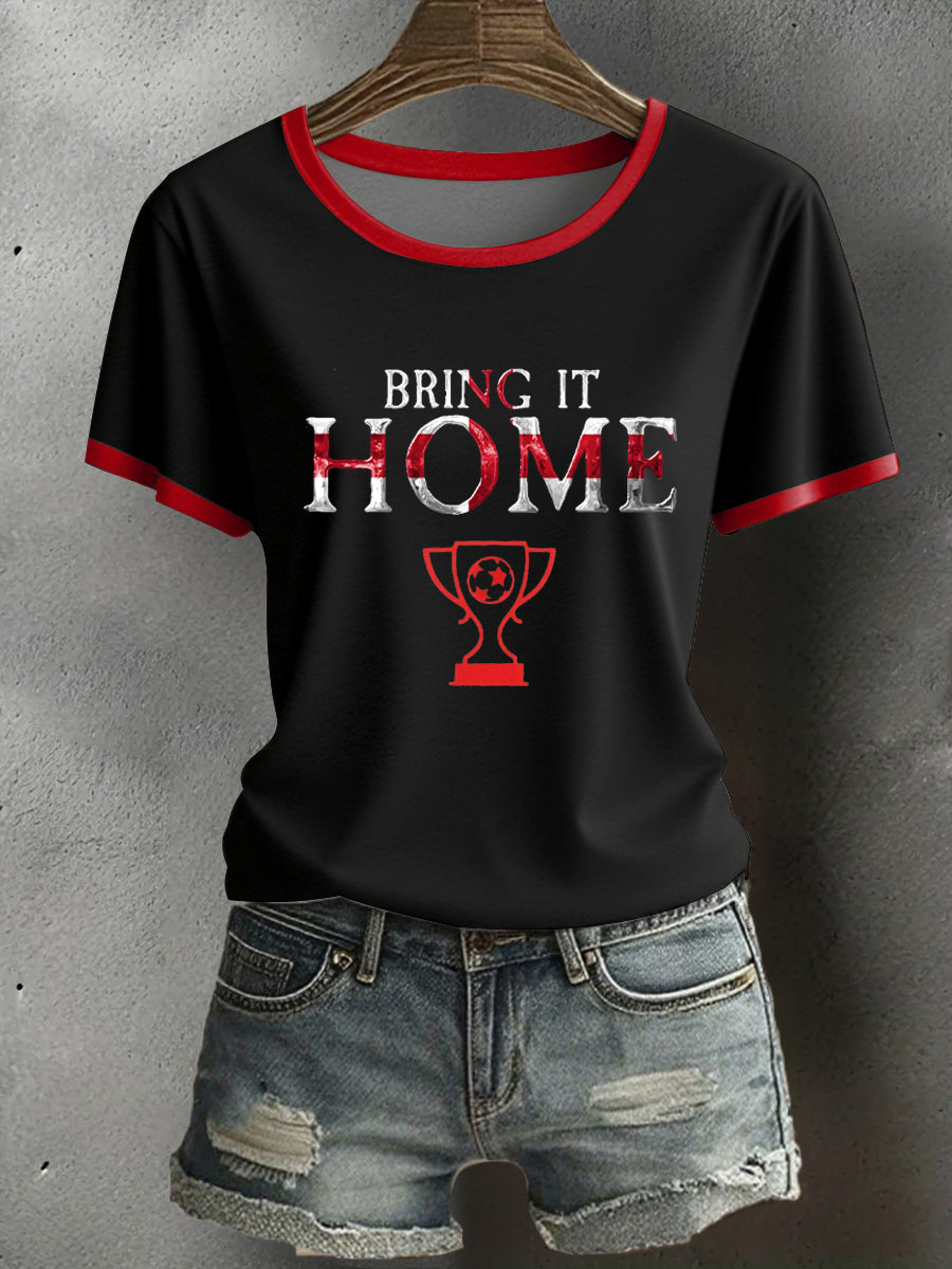 Women's UK England Football Lover Champion Printed T-shirt