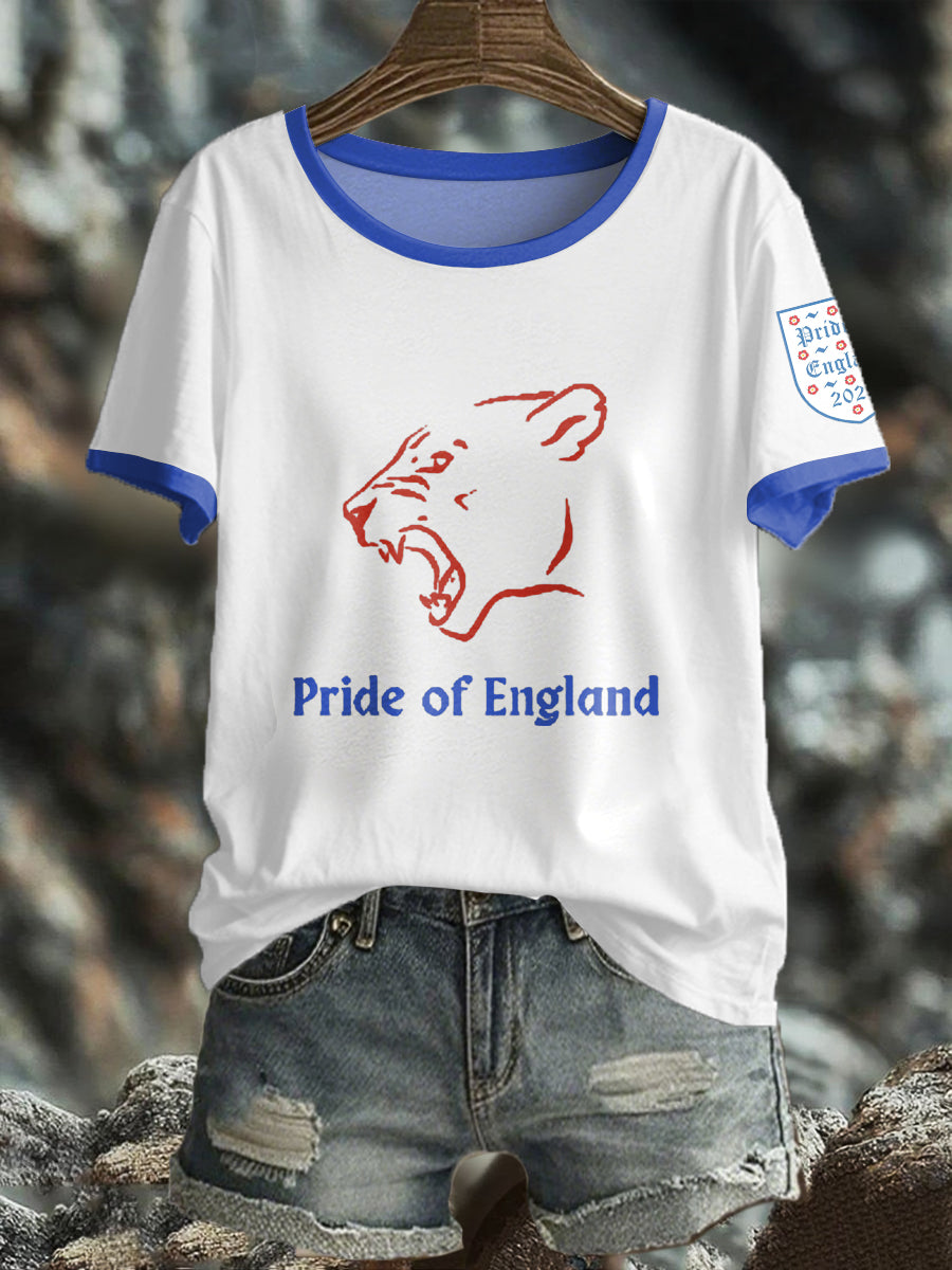 Women's UK England Football Lover Champion Printed T-shirt