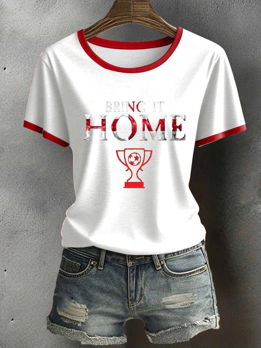 Women's UK England Football Lover Champion Printed T-shirt
