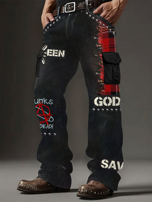 Men's UK Punk Music Lover Printed Pants