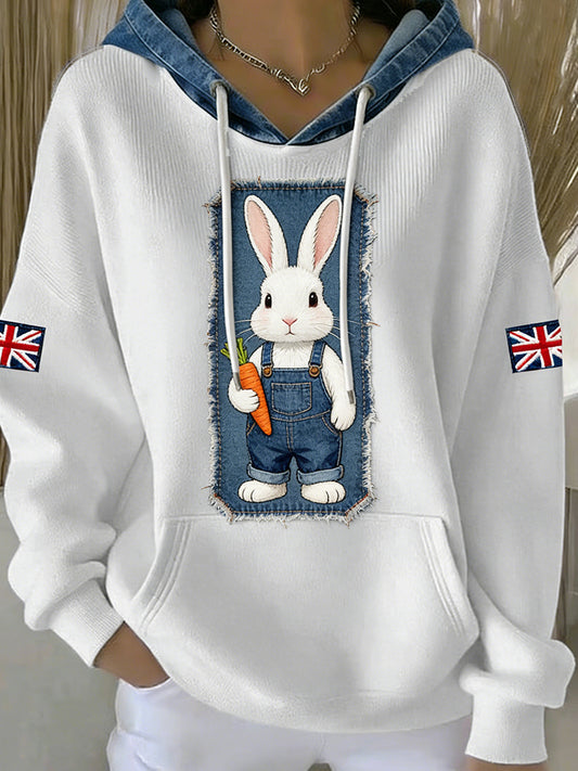 Women's British Style Printed Casual Hoodie