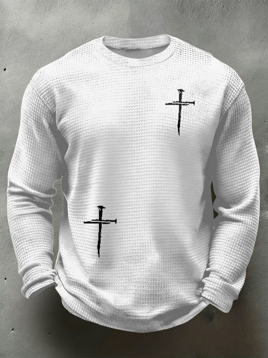 Men's  Retro American Faith  Printed Long-Sleeve Waffle Top