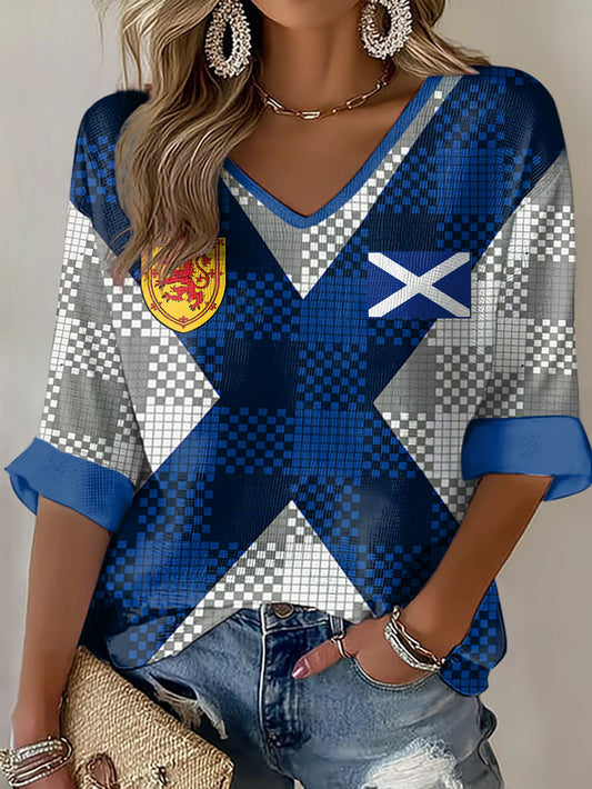 Women's Scotland Football Lover Printed Waffle  T-shirt