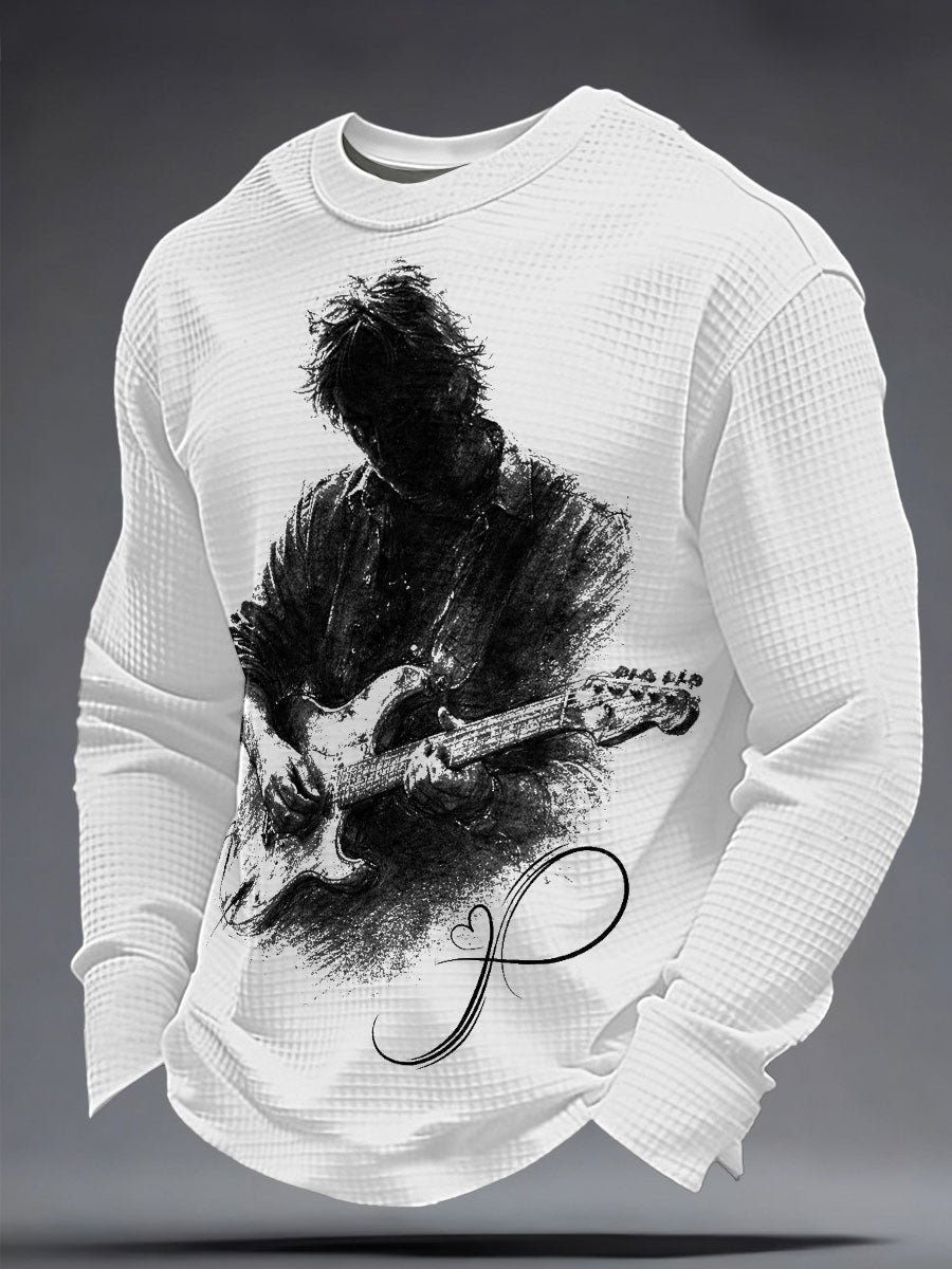 Men's The Road Man Music Lover Printed Waffle Sweatshirt