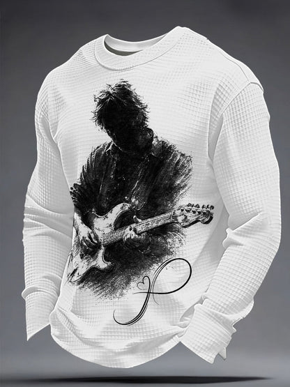 Men's The Road Man Music Lover Printed Waffle Sweatshirt
