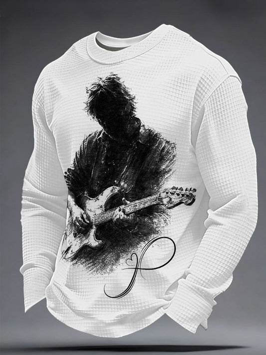 Men's The Road Man Music Lover Printed Waffle Sweatshirt