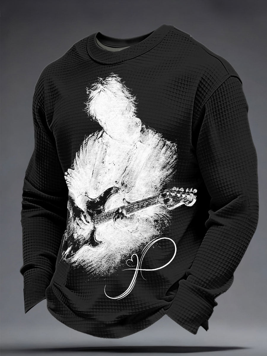 Men's The Road Man Music Lover Printed Waffle Sweatshirt