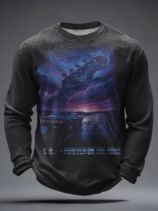 Men's The Road Man Music Lover Printed Waffle Tops