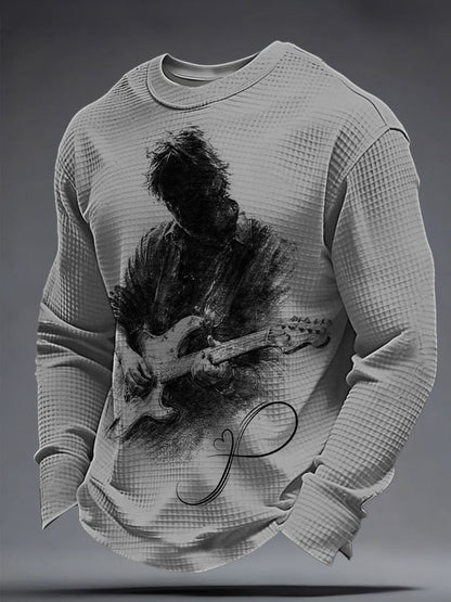 Men's The Road Man Music Lover Printed Waffle Sweatshirt