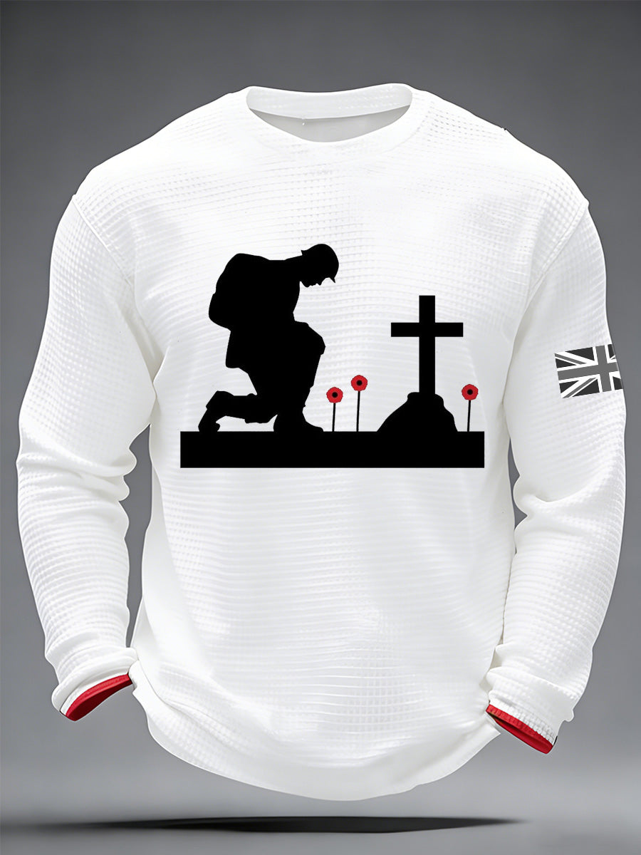 Men's British Remembrance Day Printed Long-Sleeved T-Shirt
