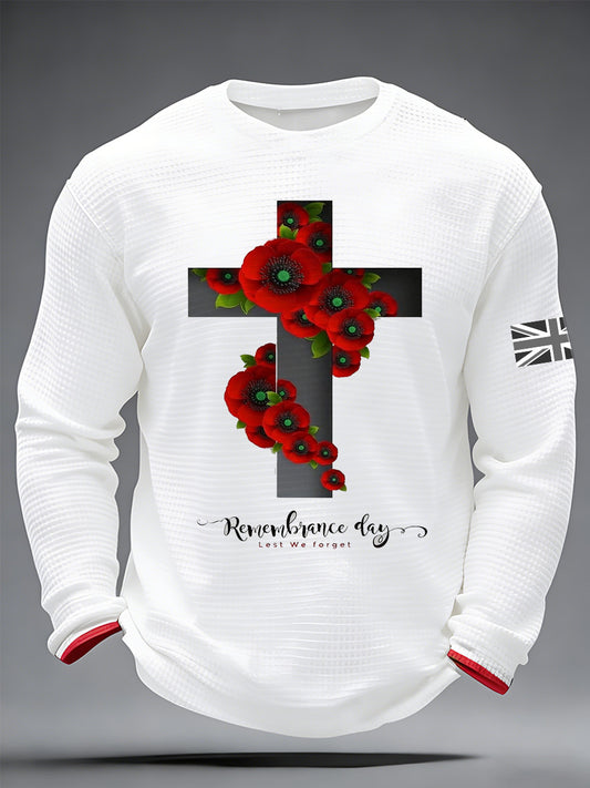 Men's British Remembrance Day Printed Long-Sleeved T-Shirt