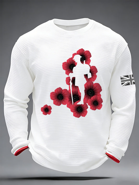 Men's British Remembrance Day Printed Long-Sleeved T-Shirt