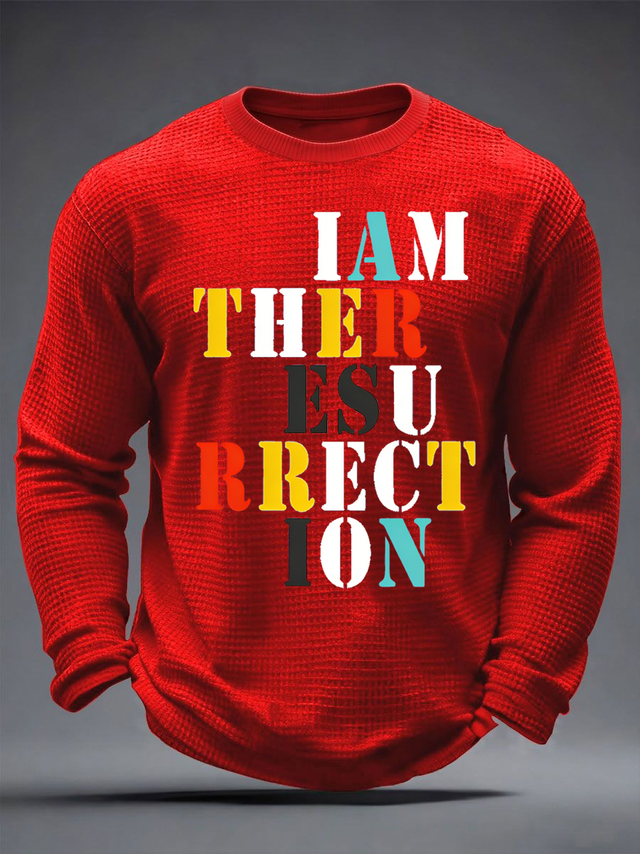 Men's  Lemon Roses Music Lover Printed Waffle Long Sleeve T-Shirt