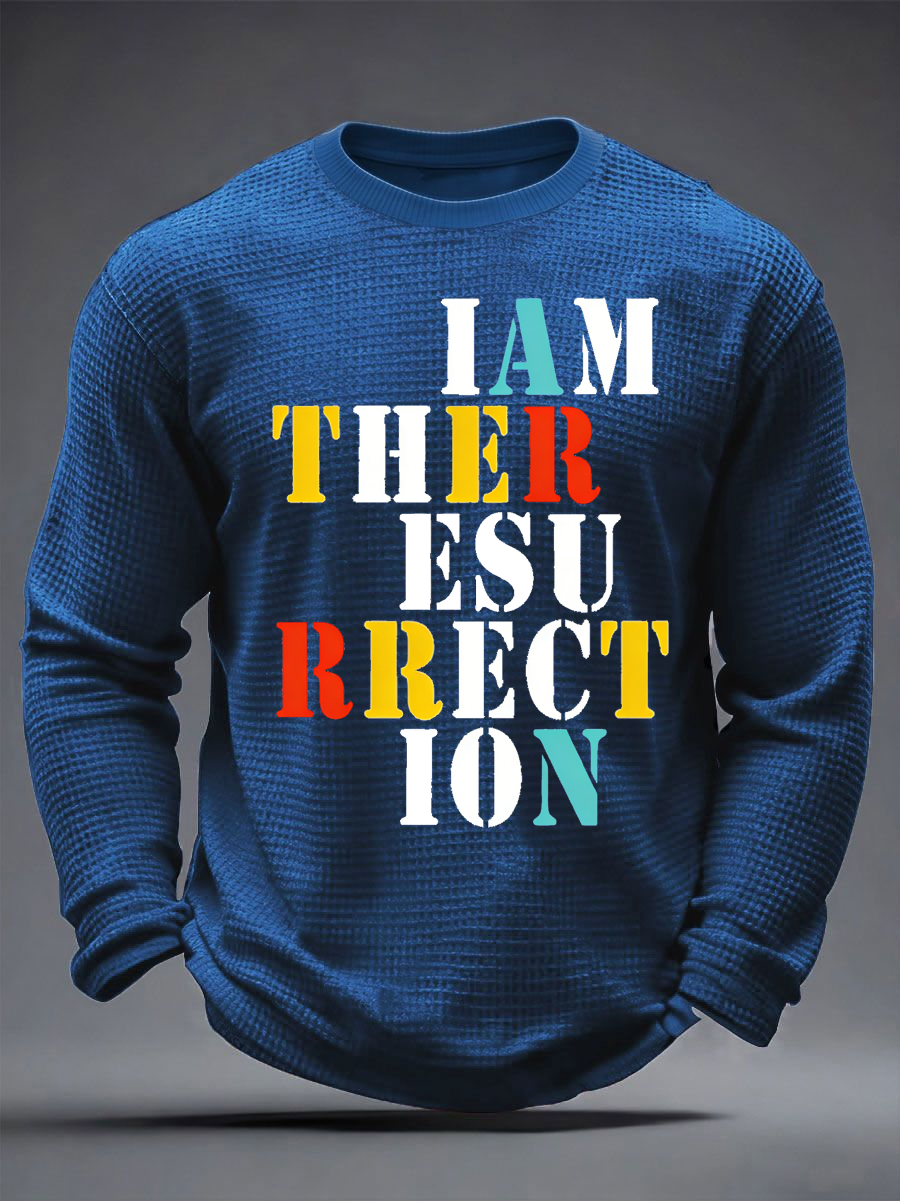 Men's  Lemon Roses Music Lover Printed Waffle Long Sleeve T-Shirt