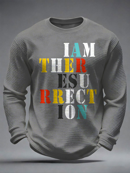 Men's  Lemon Roses Music Lover Printed Waffle Long Sleeve T-Shirt