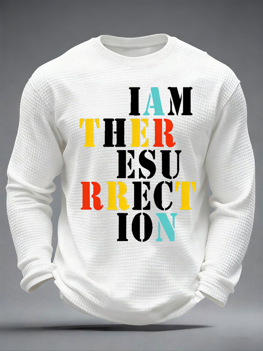 Men's  Lemon Roses Music Lover Printed Waffle Long Sleeve T-Shirt