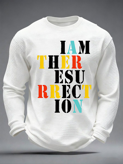 Men's  Lemon Roses Music Lover Printed Waffle Long Sleeve T-Shirt