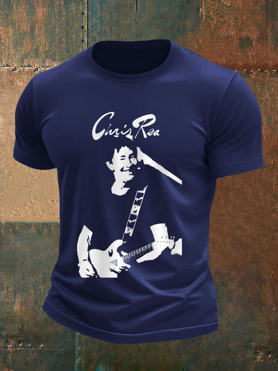Men's Retro Rock Star Print Commemorative Tee